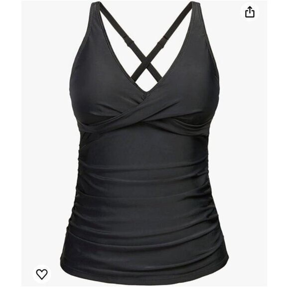 NEW Womens Size 24w Yonique Black Tankini Swim Top - Picture 7 of 7